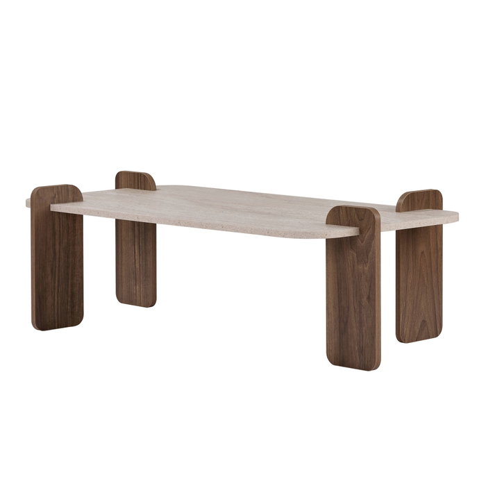 Nordure Mesa de Café Renard Travertino y Venezia Walnut